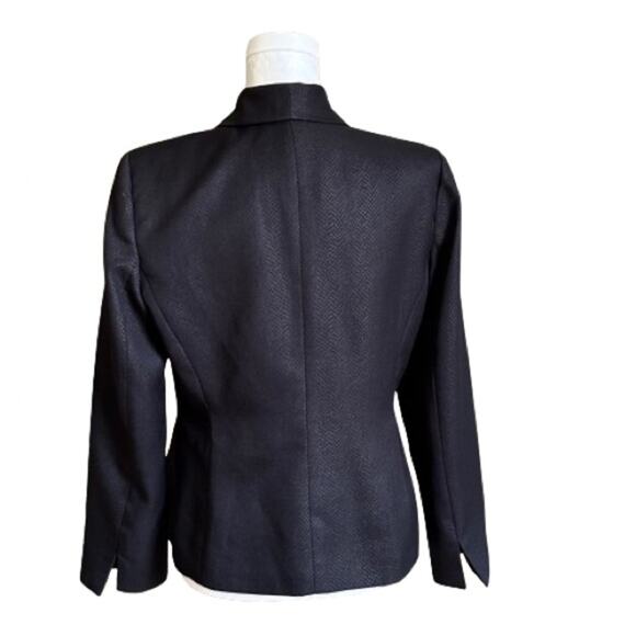 Kasper Blazer Black Monochromatic Long Sleeve Tailored Jacket Size 8 Petite - Picture 5 of 13